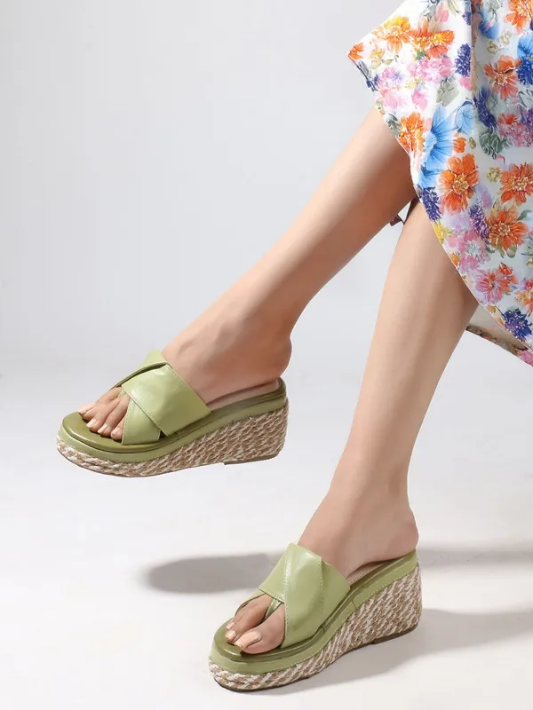 Green_Synthetic_Leather_Wedges_For_Women