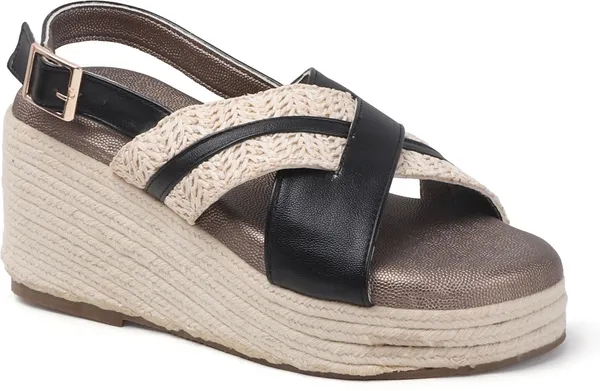 Black_Synthetic_Leather_Wedges_For_Women