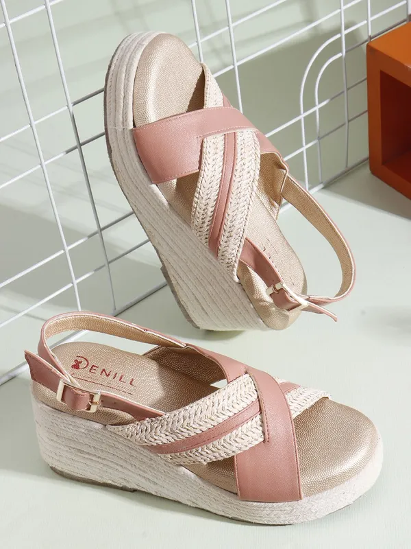 Pink_Synthetic_Leather_Wedges_For_Women