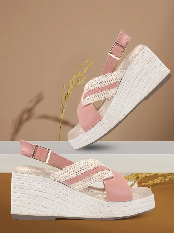 Pink_Synthetic_Leather_Wedges_For_Women