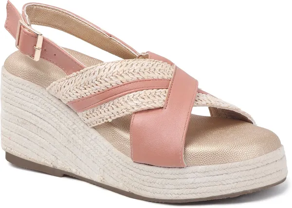 Pink_Synthetic_Leather_Wedges_For_Women