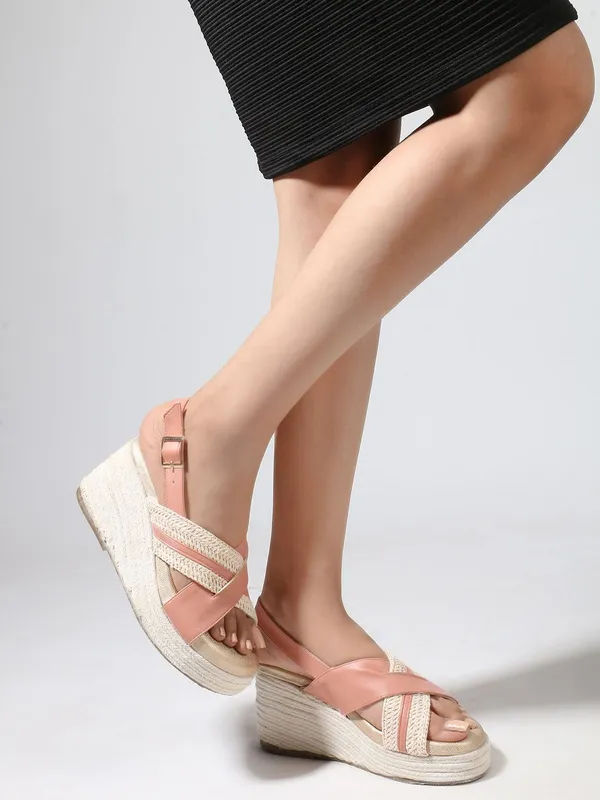 Pink_Synthetic_Leather_Wedges_For_Women