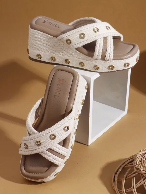 Beige_Synthetic_Leather_Wedges_For_Women