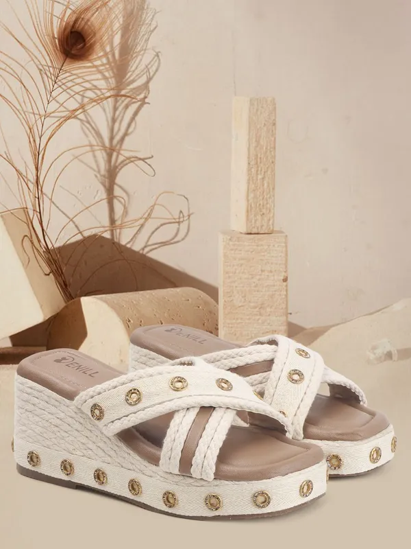 Beige_Synthetic_Leather_Wedges_For_Women