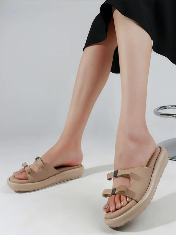Beige_Synthetic_Leather_Wedges_For_Women
