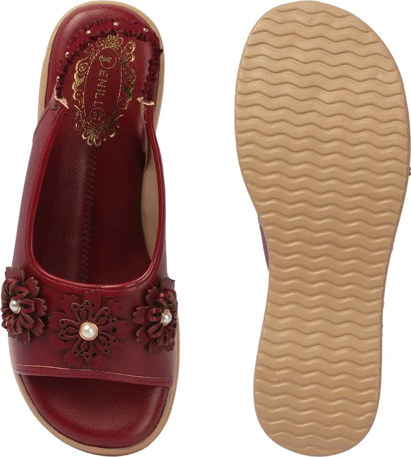 Maroon_Synthetic_Leather_Wedges_For_Women