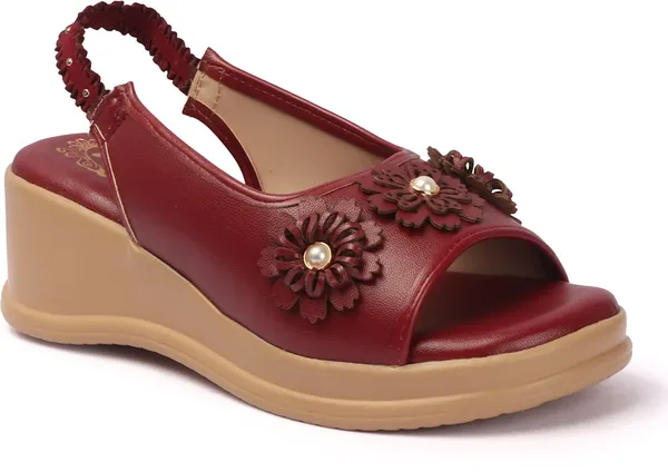 Maroon_Synthetic_Leather_Wedges_For_Women