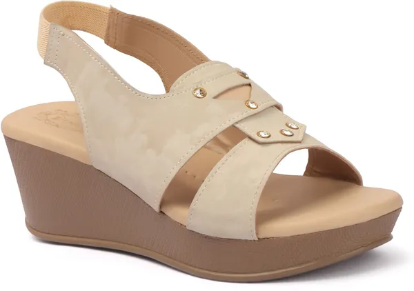 Beige_Synthetic_Leather_Wedges_For_Women
