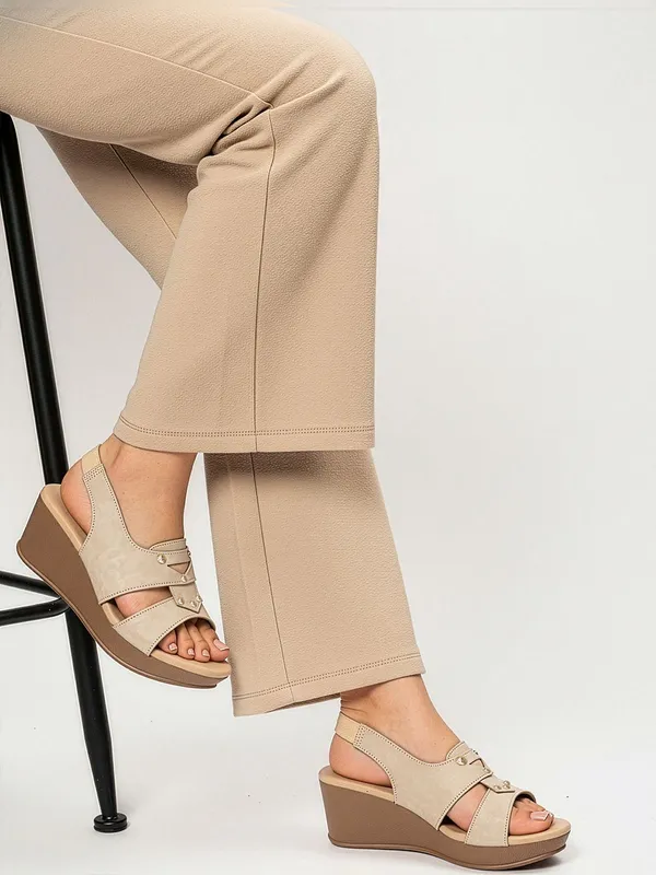 Beige_Synthetic_Leather_Wedges_For_Women