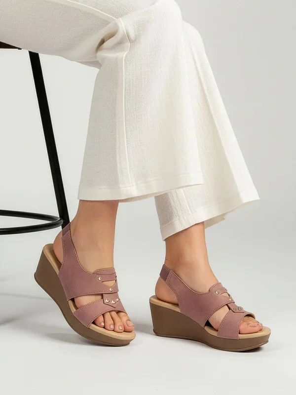 Pink_Synthetic_Leather_Wedges_For_Women