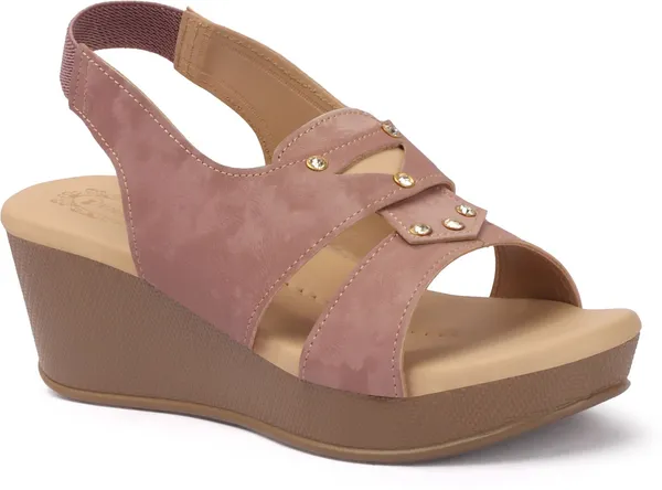 Pink_Synthetic_Leather_Wedges_For_Women