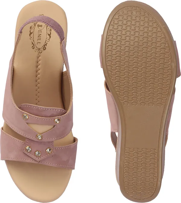 Pink_Synthetic_Leather_Wedges_For_Women
