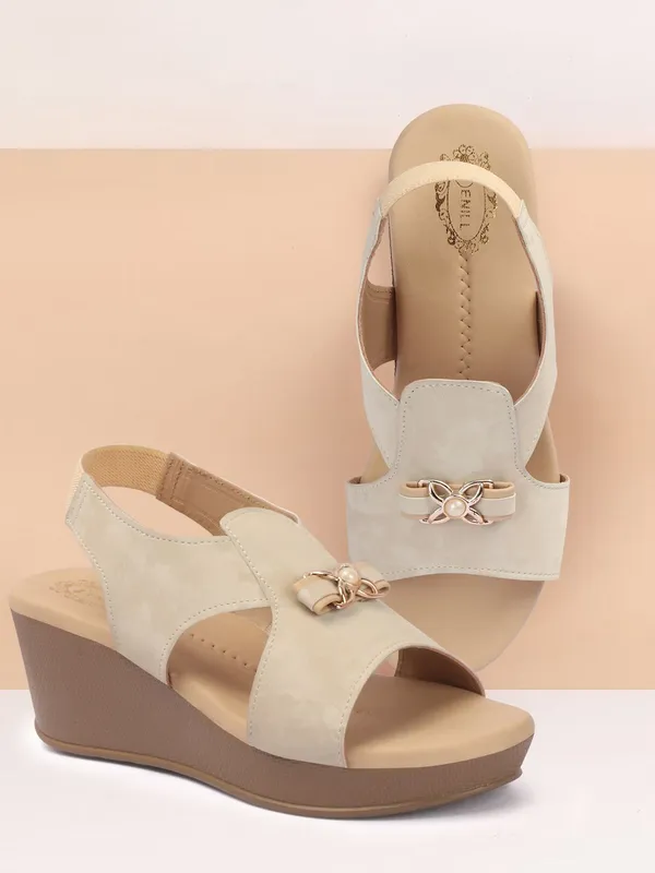 Beige_Synthetic_Leather_Wedges_For_Women