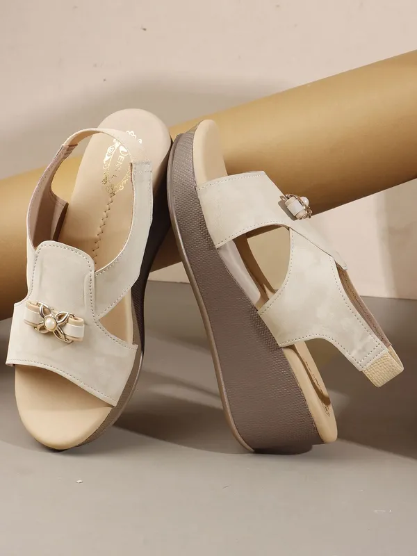 Beige_Synthetic_Leather_Wedges_For_Women