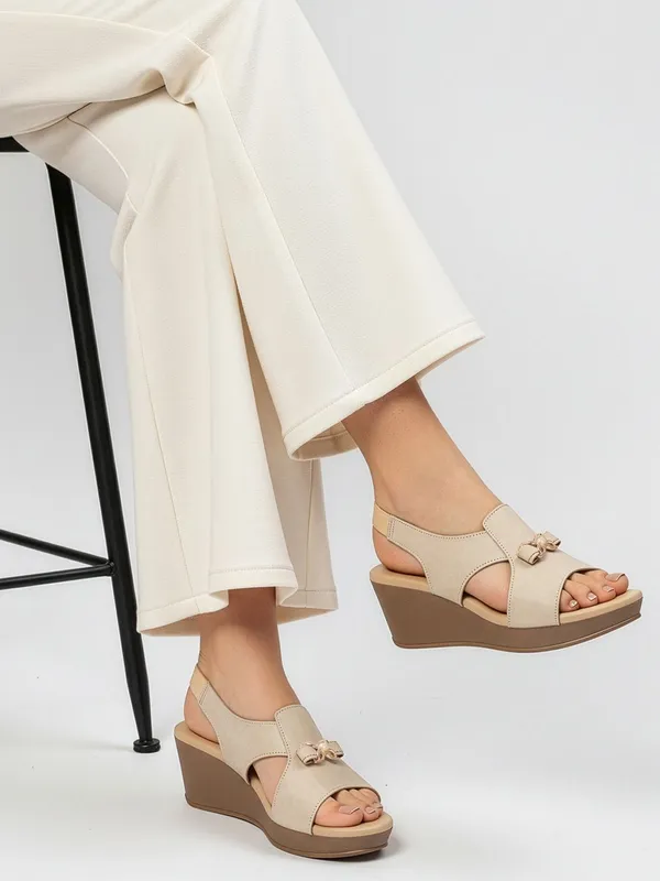 Beige_Synthetic_Leather_Wedges_For_Women