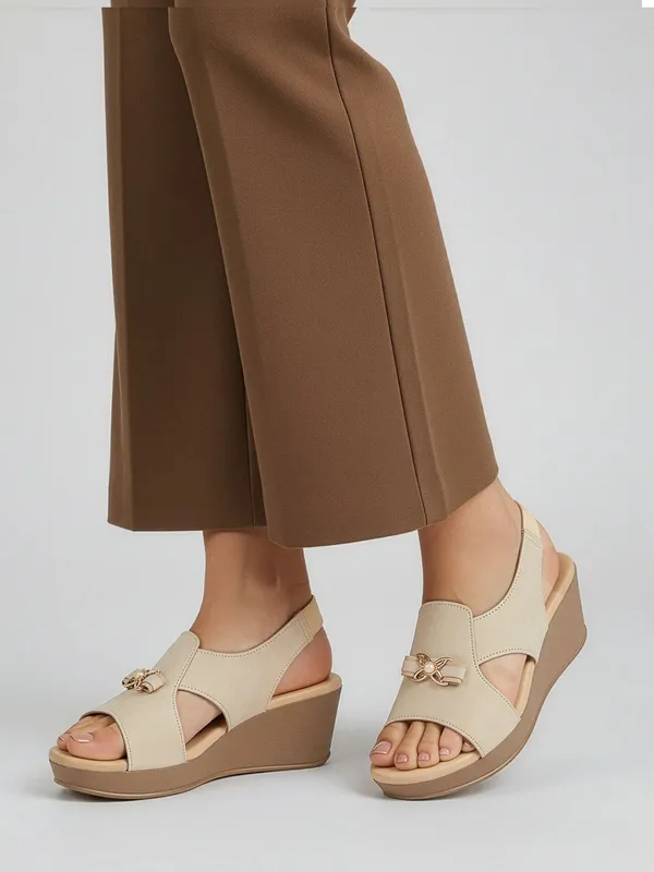 Beige_Synthetic_Leather_Wedges_For_Women