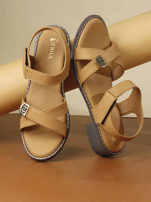 Beige_Synthetic_Leather_Wedges_For_Women