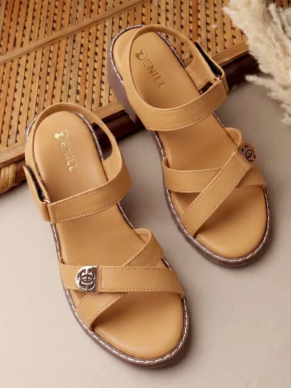 Beige_Synthetic_Leather_Wedges_For_Women