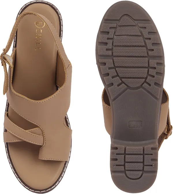 Beige_Synthetic_Leather_Wedges_For_Women