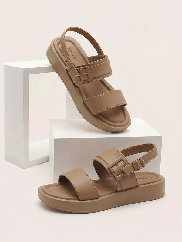Beige_Synthetic_Leather_Flats_For_Women