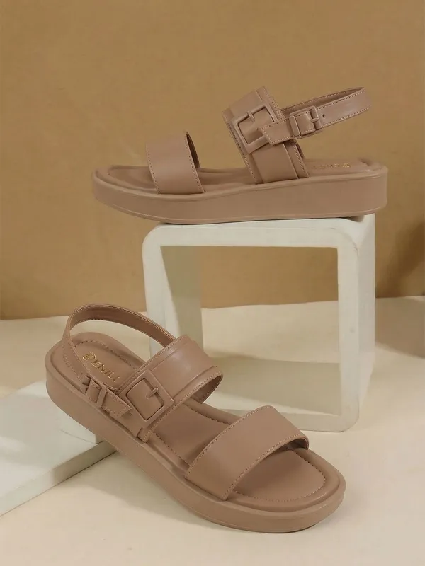 Beige_Synthetic_Leather_Flats_For_Women