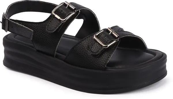 Black_Synthetic_Leather_Flats_For_Women