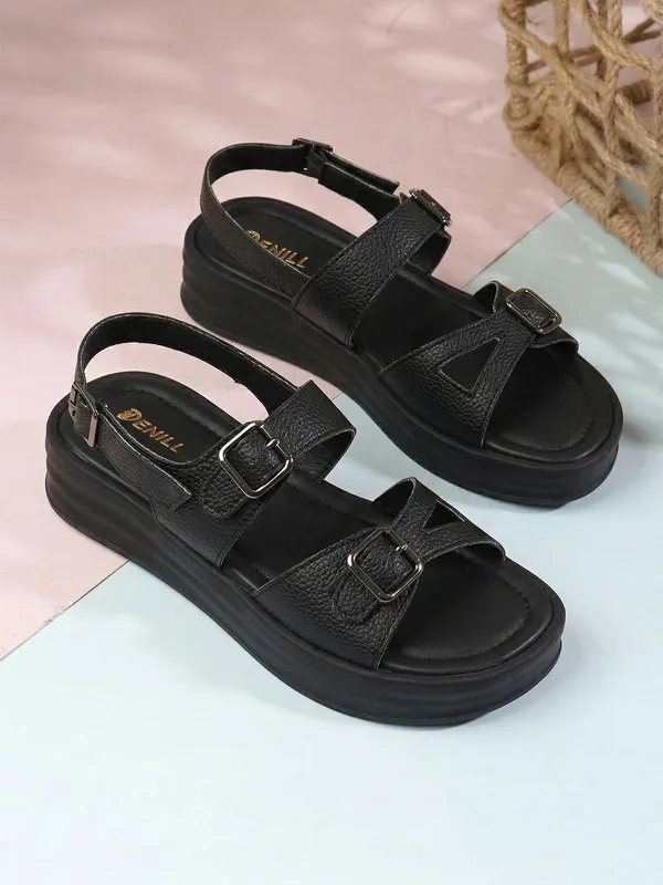 Black_Synthetic_Leather_Flats_For_Women