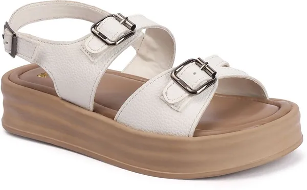 White_Synthetic_Leather_Flats_For_Women