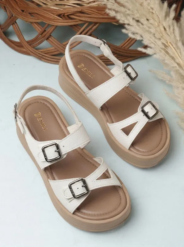 White_Synthetic_Leather_Flats_For_Women