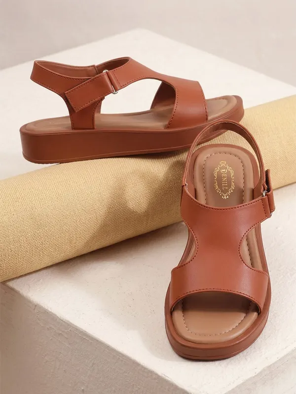 Tan_Synthetic_Leather_Flats_For_Women