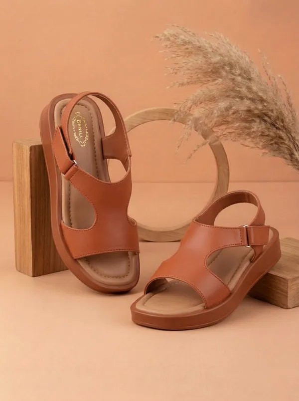 Tan_Synthetic_Leather_Flats_For_Women