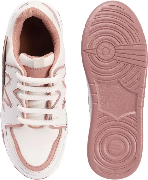Peach_Synthetic_Leather_Casual_Lace_Up_Sneakers_For_Women