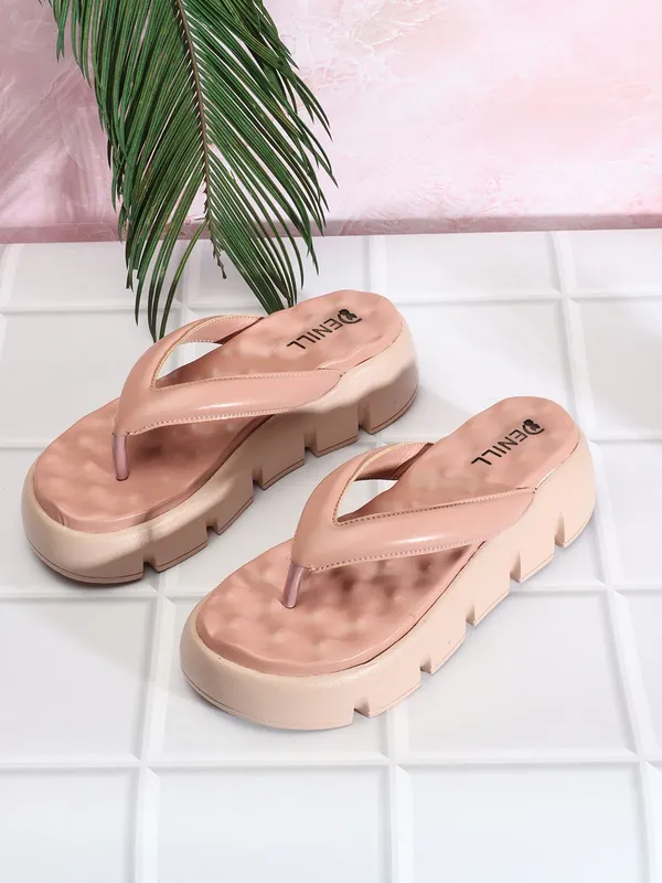 Pink_Synthetic_Leather_Wedges_For_Women