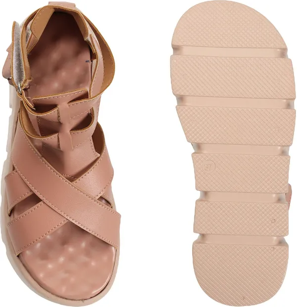 Pink_Synthetic_Leather_Wedges_For_Women