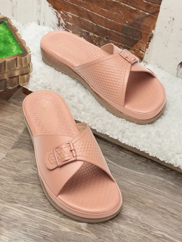 Pink_Synthetic_Leather_Wedges_For_Women