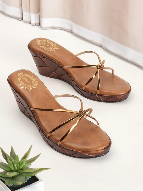 Copper_Synthetic_Leather_Wedges_For_Women