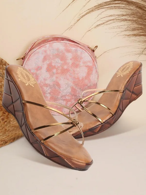 Copper_Synthetic_Leather_Wedges_For_Women
