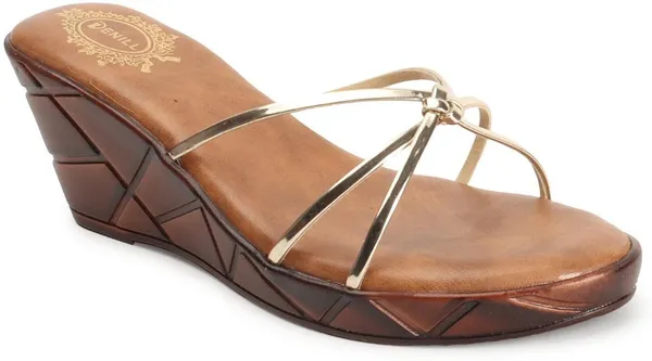 Gold_Synthetic_Leather_Wedges_For_Women