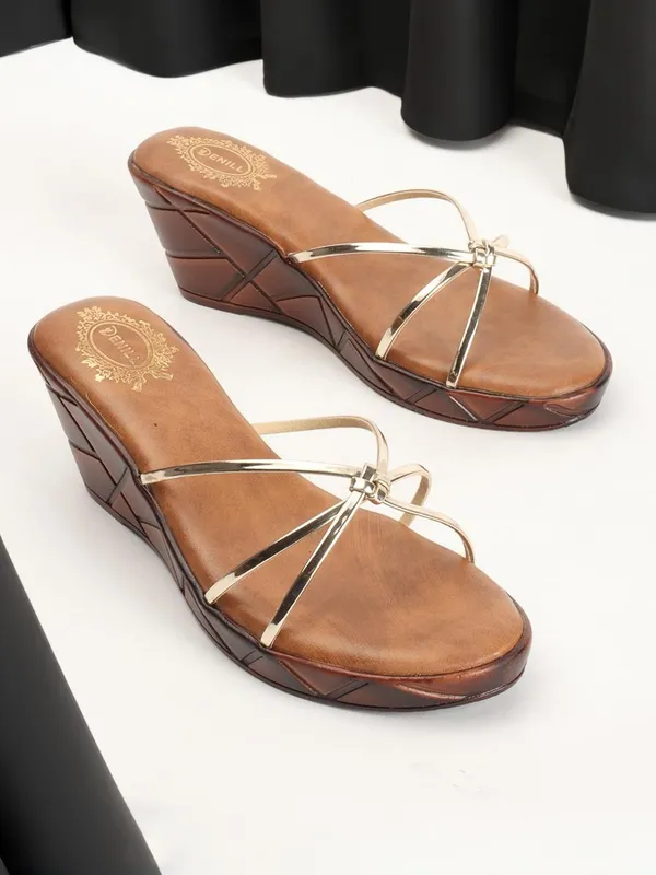 Gold_Synthetic_Leather_Wedges_For_Women
