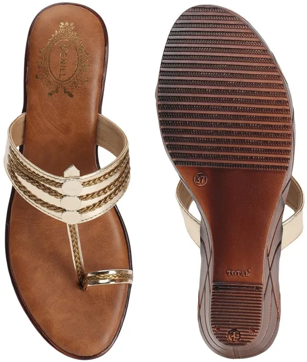 Gold_Synthetic_Leather_Wedges_For_Women