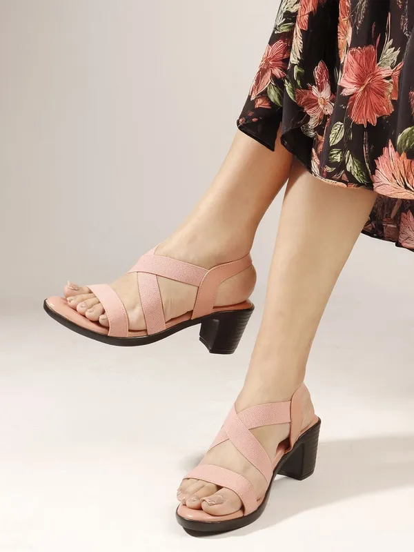Pink_Synthetic_Leather_Heels_For_Women