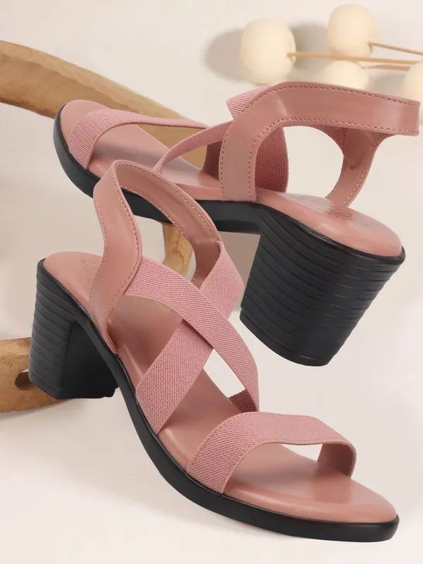 Pink_Synthetic_Leather_Heels_For_Women