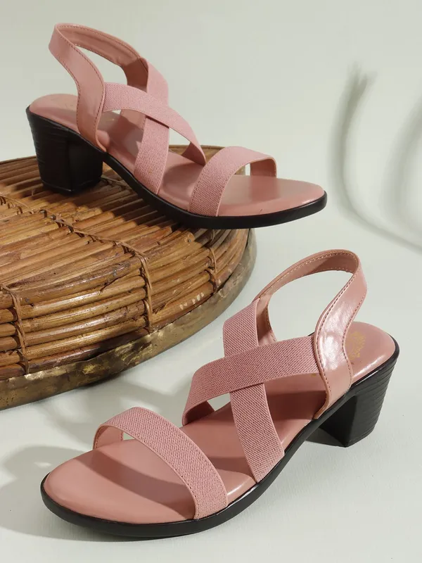 Pink_Synthetic_Leather_Heels_For_Women
