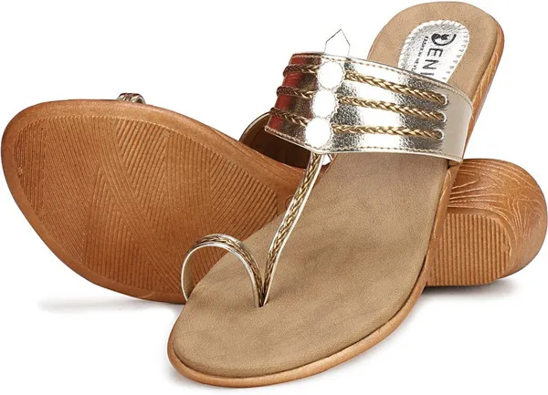 Gold_Synthetic_Leather_Wedges_For_Women