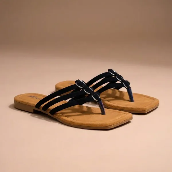 Black_Artificial_Leather_Flats_Sandal_For_Women_And_Girls