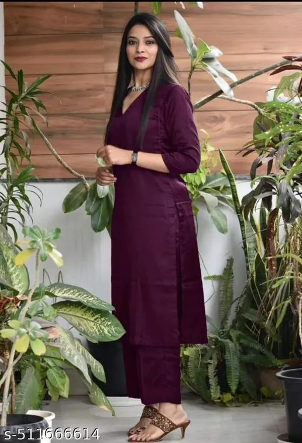 Purple_Premium_Cotton_A_Line_Kurta_Pant_For_Women_And_Girls