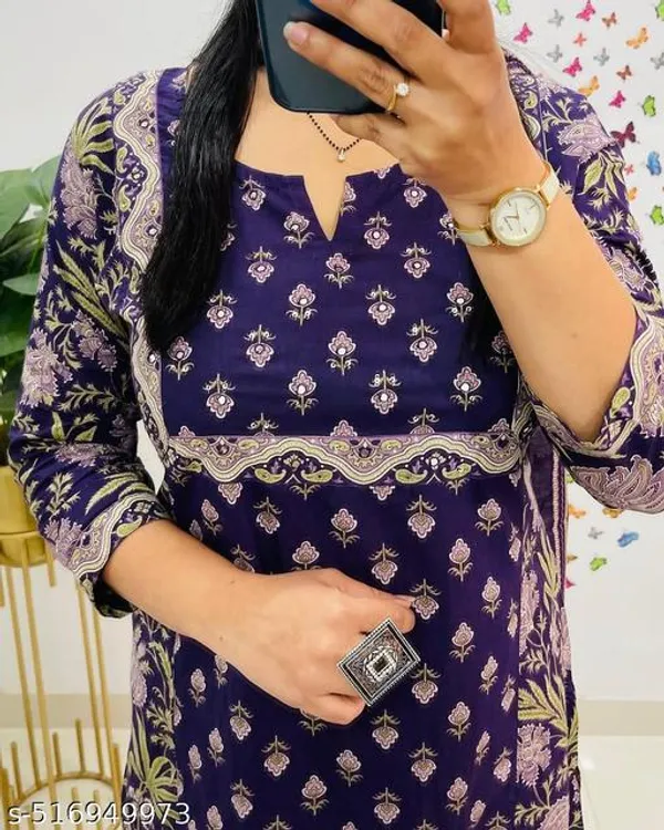 Purple_Premium_Cotton_Handcrafted_Adda_Anchor_Patra_Work_On_Yoke_A_Line_Kurta_Pant_And_Dupatta_For_Women_And_Girls
