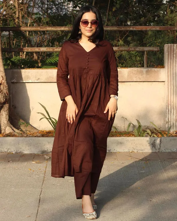 Brown_Rayon_Kurta_Pant_For_Women_And_Girls