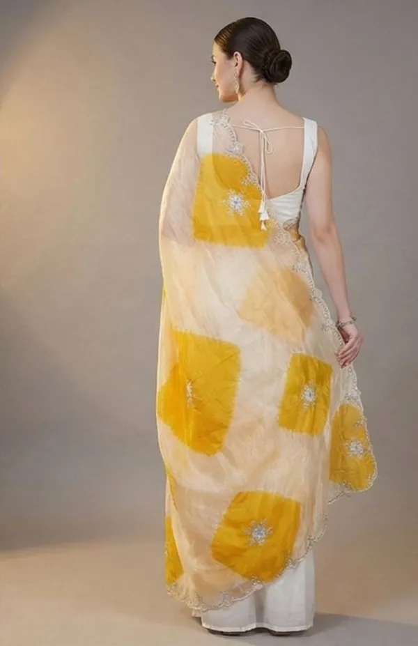Yellow_Organza_Leaf_Print_Saree_For_Women_And_Girls