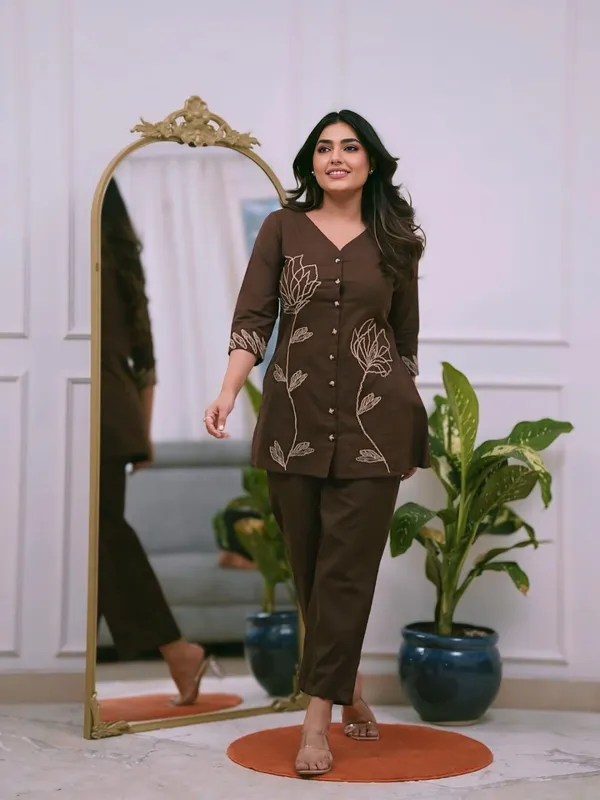 Brown_Rayon_Co_Ord_Set_For_Women_And_Girls